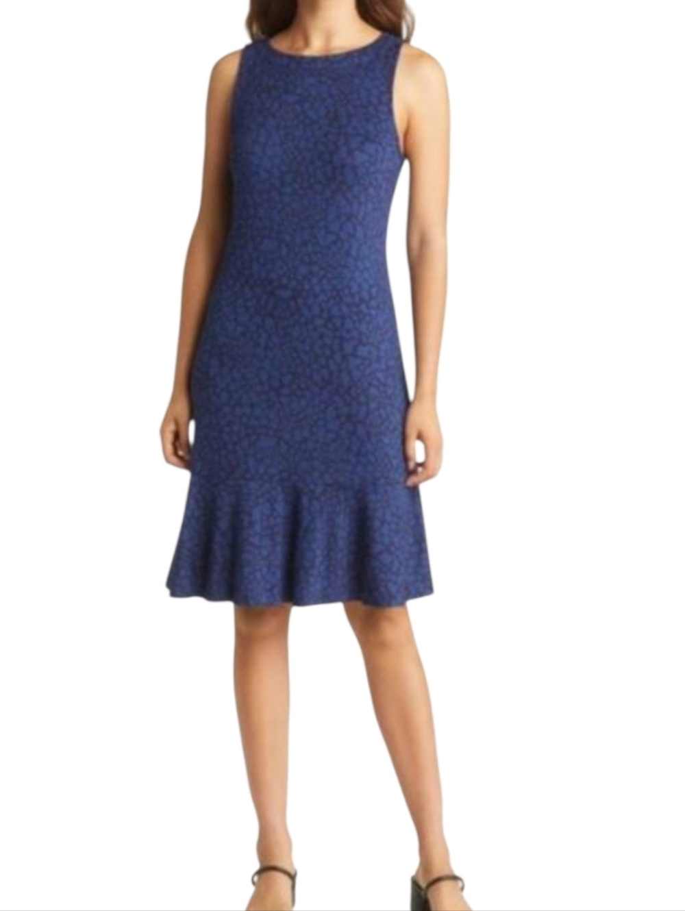 Tommy Bahama Darcy Geo Print Flounce Hem Sheath Dress, Dark  Sapphire, M, Preown